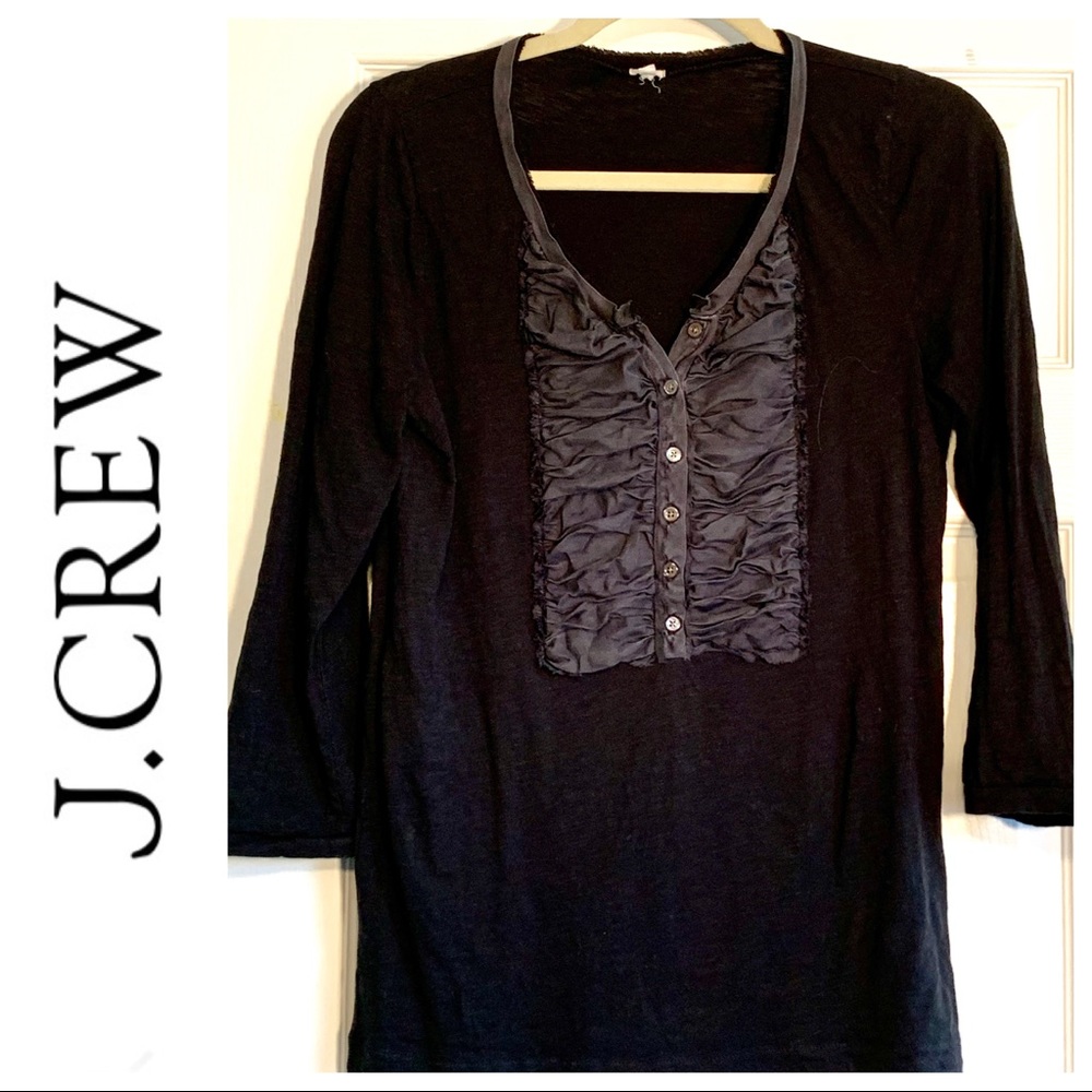 J. CREW black long sleeved 1/2 button Shirt top Women's Size Medium